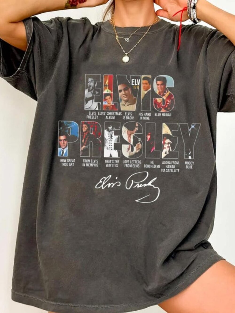 Elvis Presley Shirt, Retro Rock and Roll Tee, Vintage Elvis Charcoal Color Tee